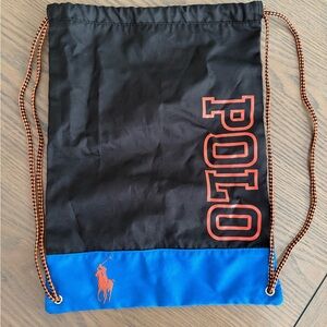 Polo by Ralph Lauren Black with Blue & Orange Drawstring Backpack